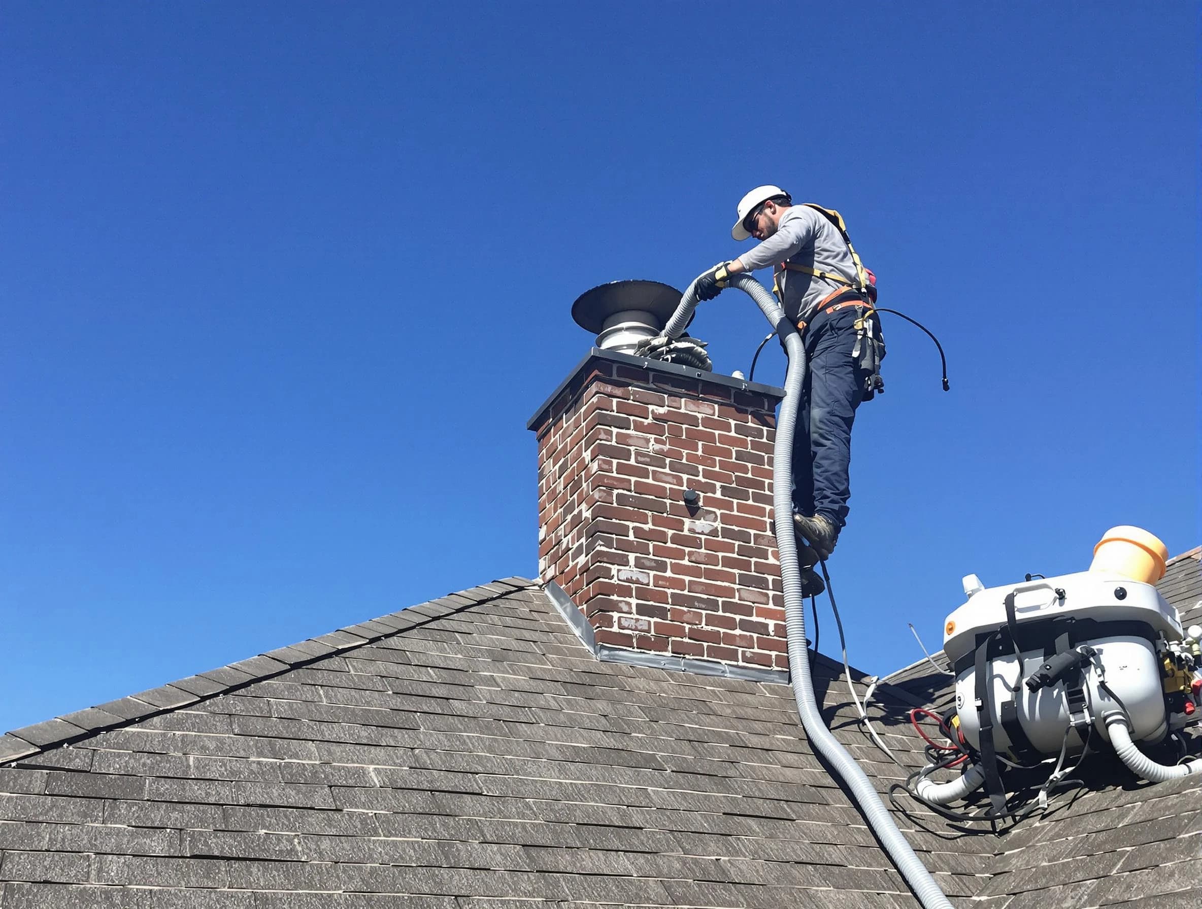 Dedicated Pinson Chimney Sweep team member cleaning a chimney in Pinson, AL