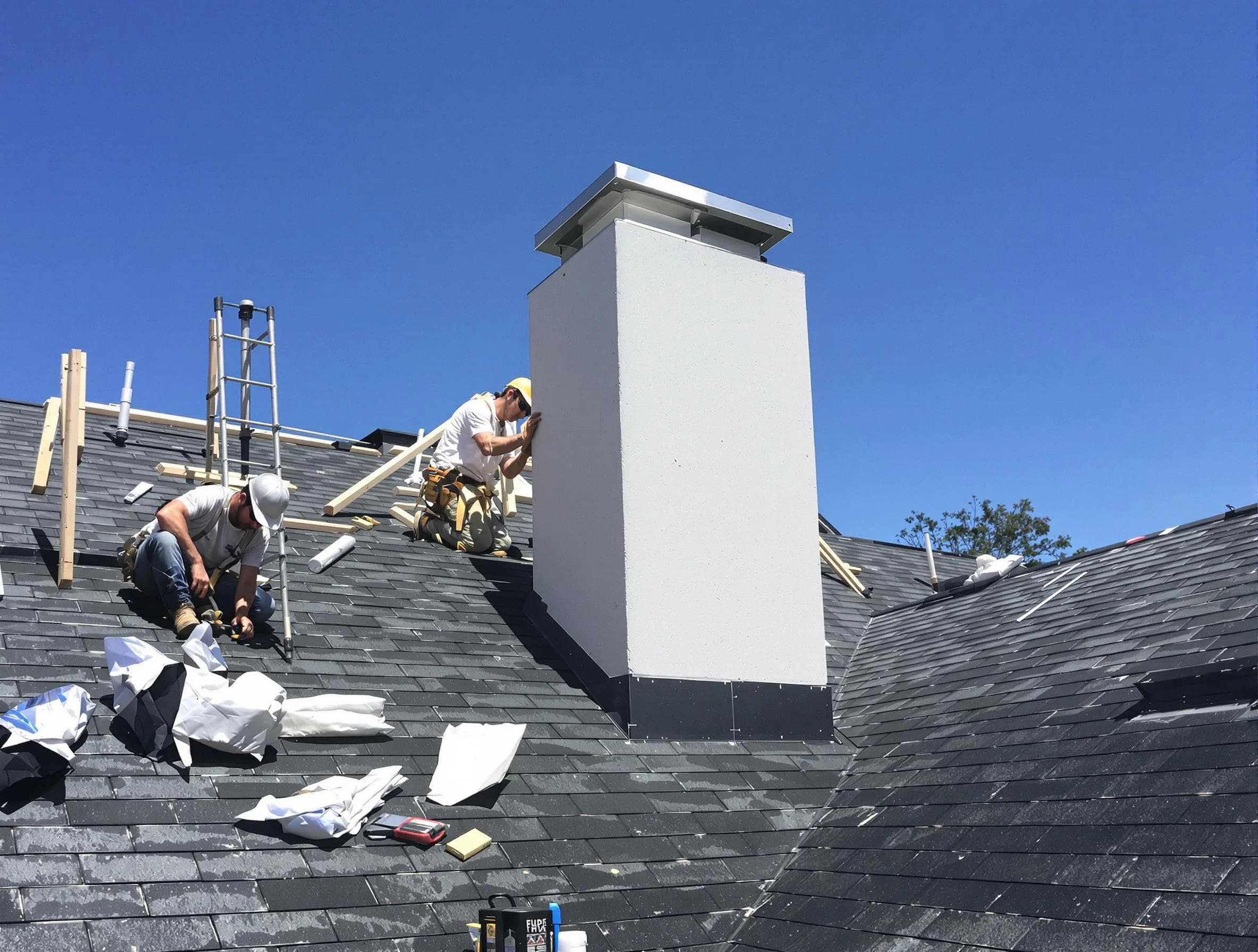 Pinson Chimney Sweep crew installing a new chimney in Pinson, AL