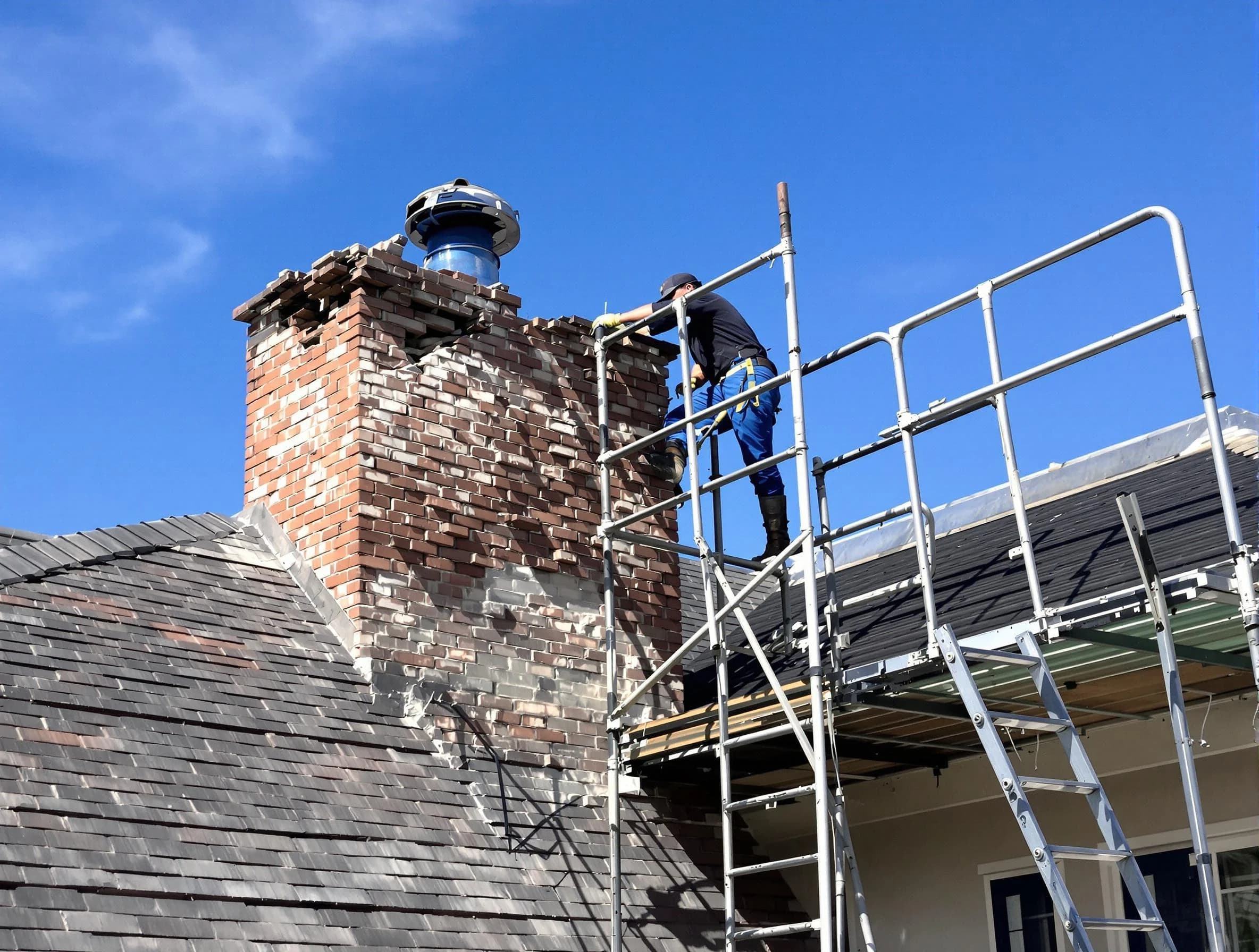 Rebuilding a chimney structure by Pinson Chimney Sweep in Pinson, AL