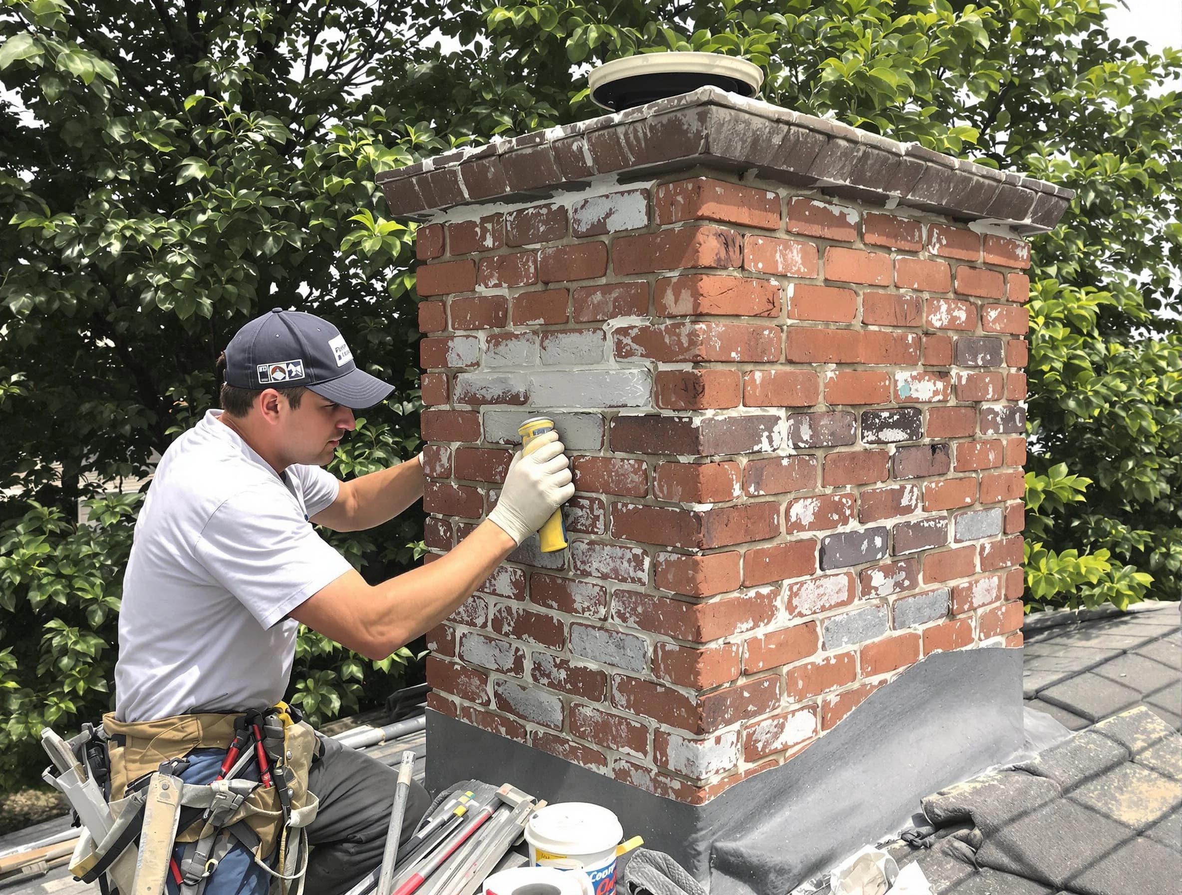 Pinson Chimney Sweep restoring an aging chimney in Pinson, AL