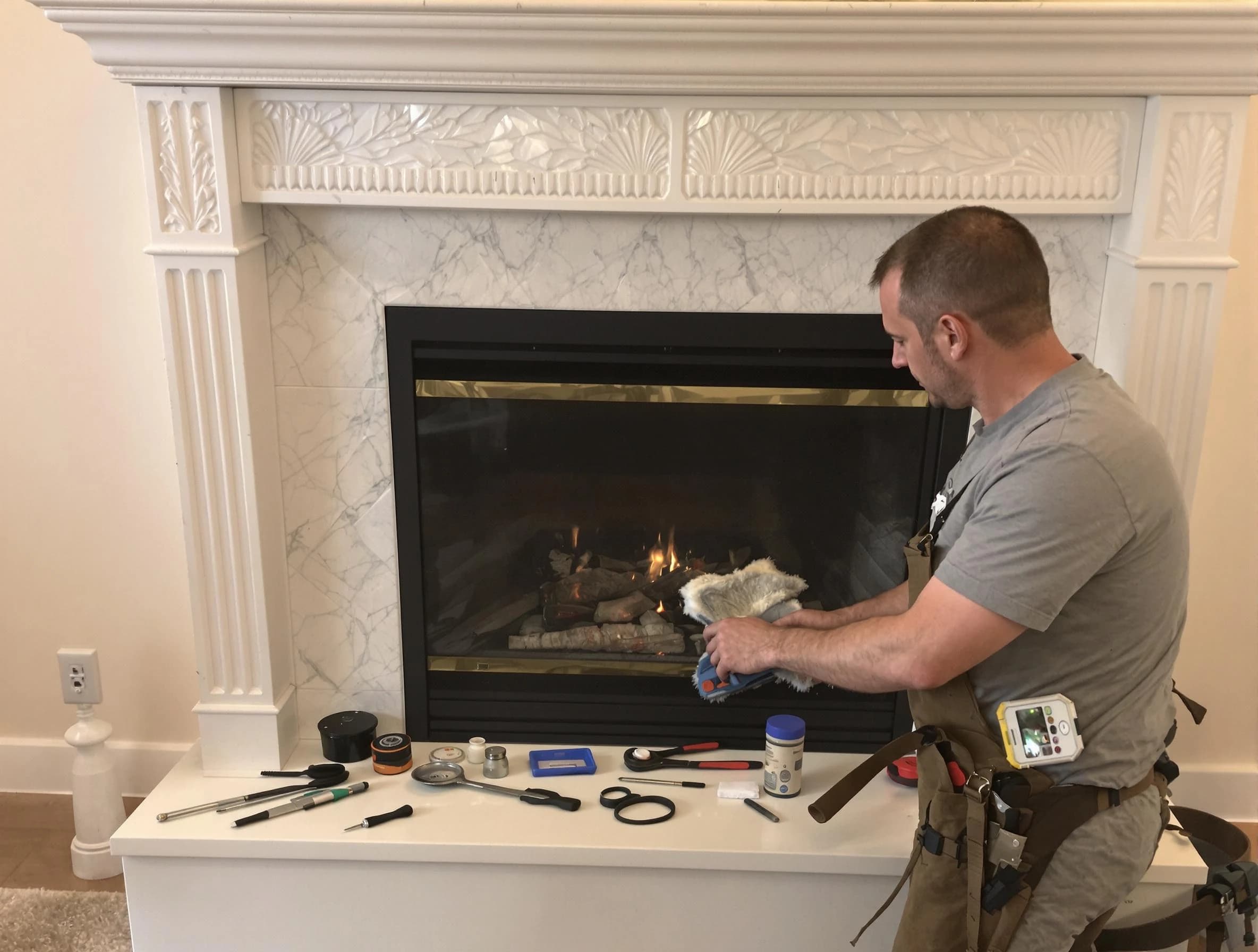 Pinson Chimney Sweep performing fireplace maintenance in Pinson, AL