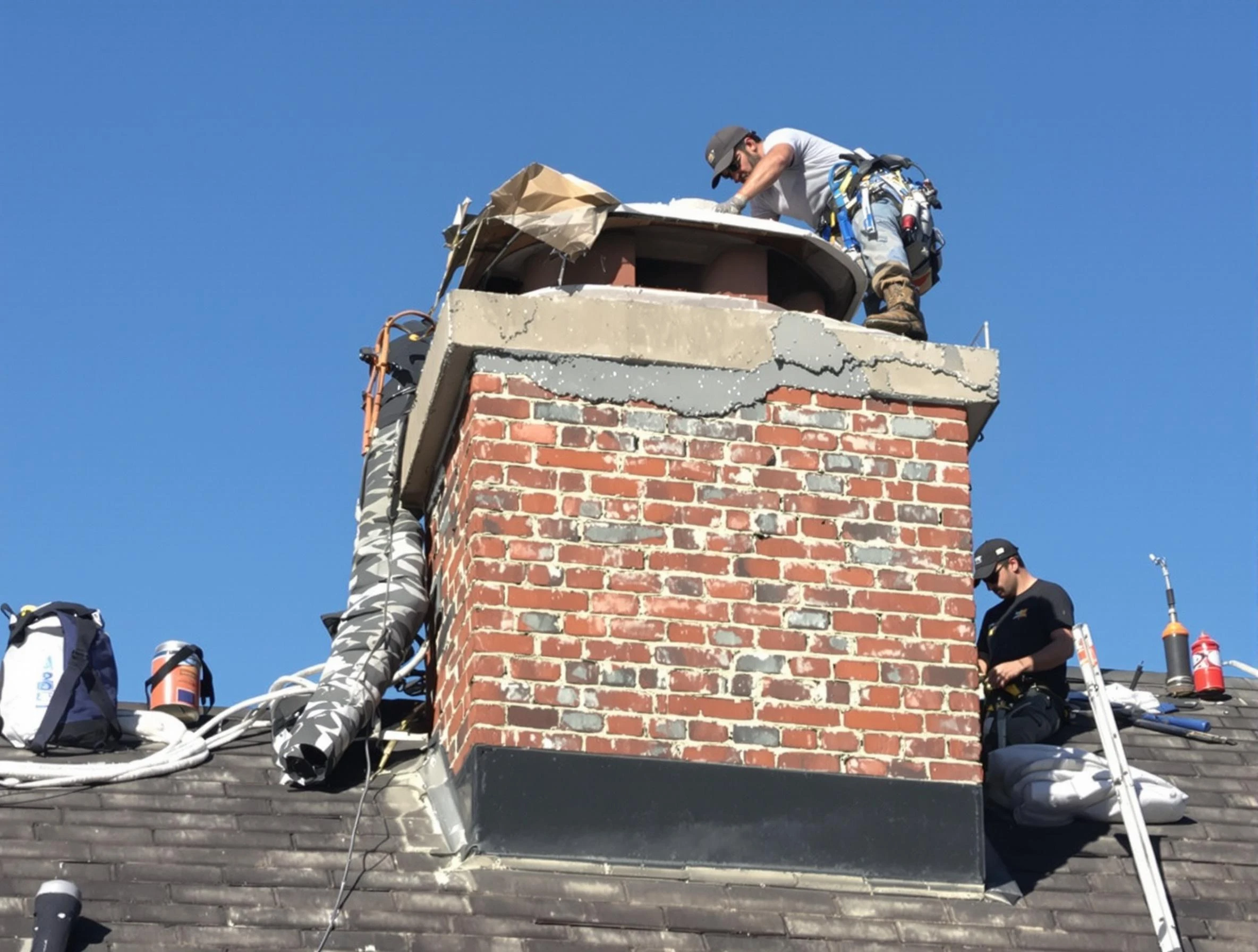 Pinson Chimney Sweep installing a custom chimney crown in Pinson, AL