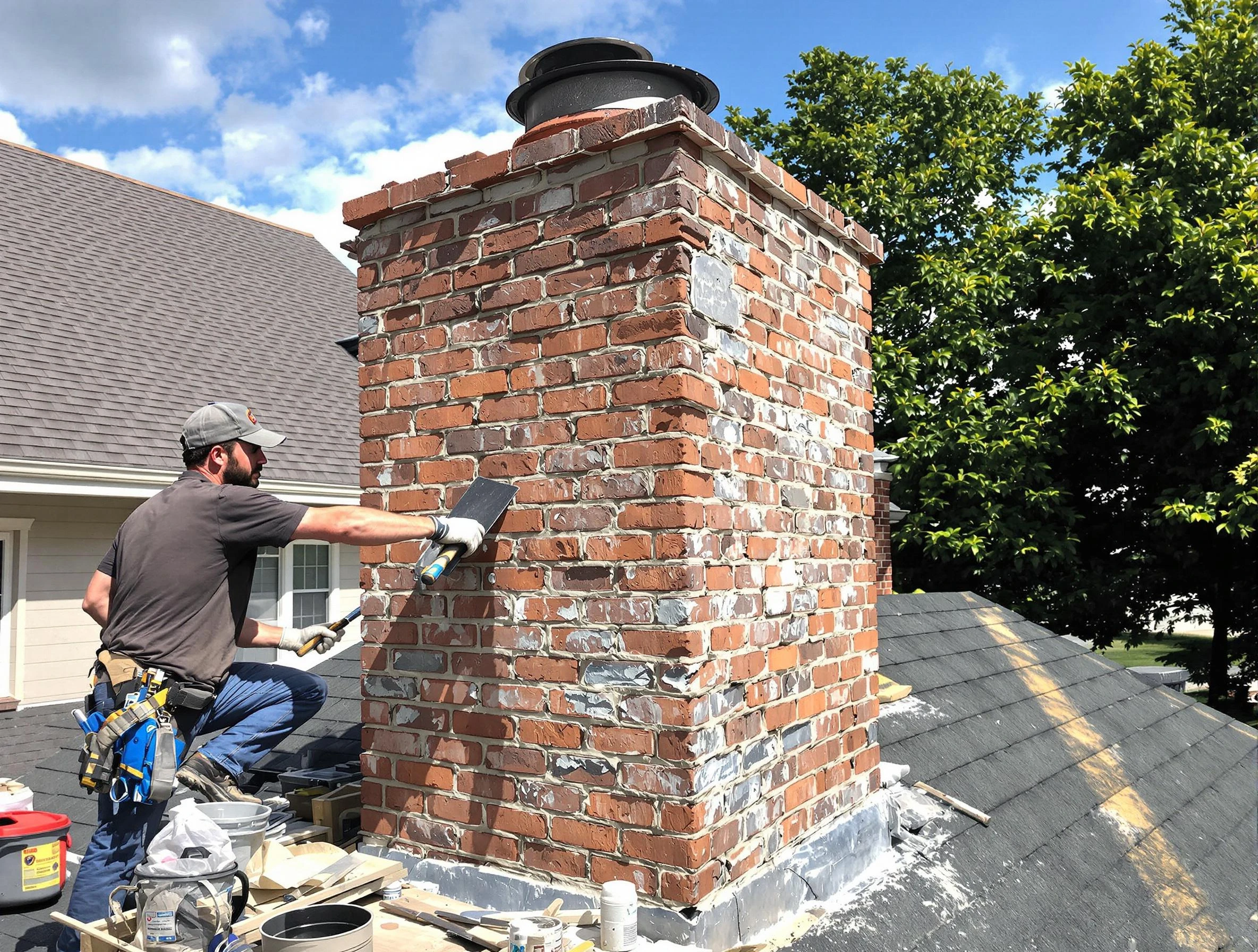 Completed chimney rebuild by Pinson Chimney Sweep in Pinson, AL