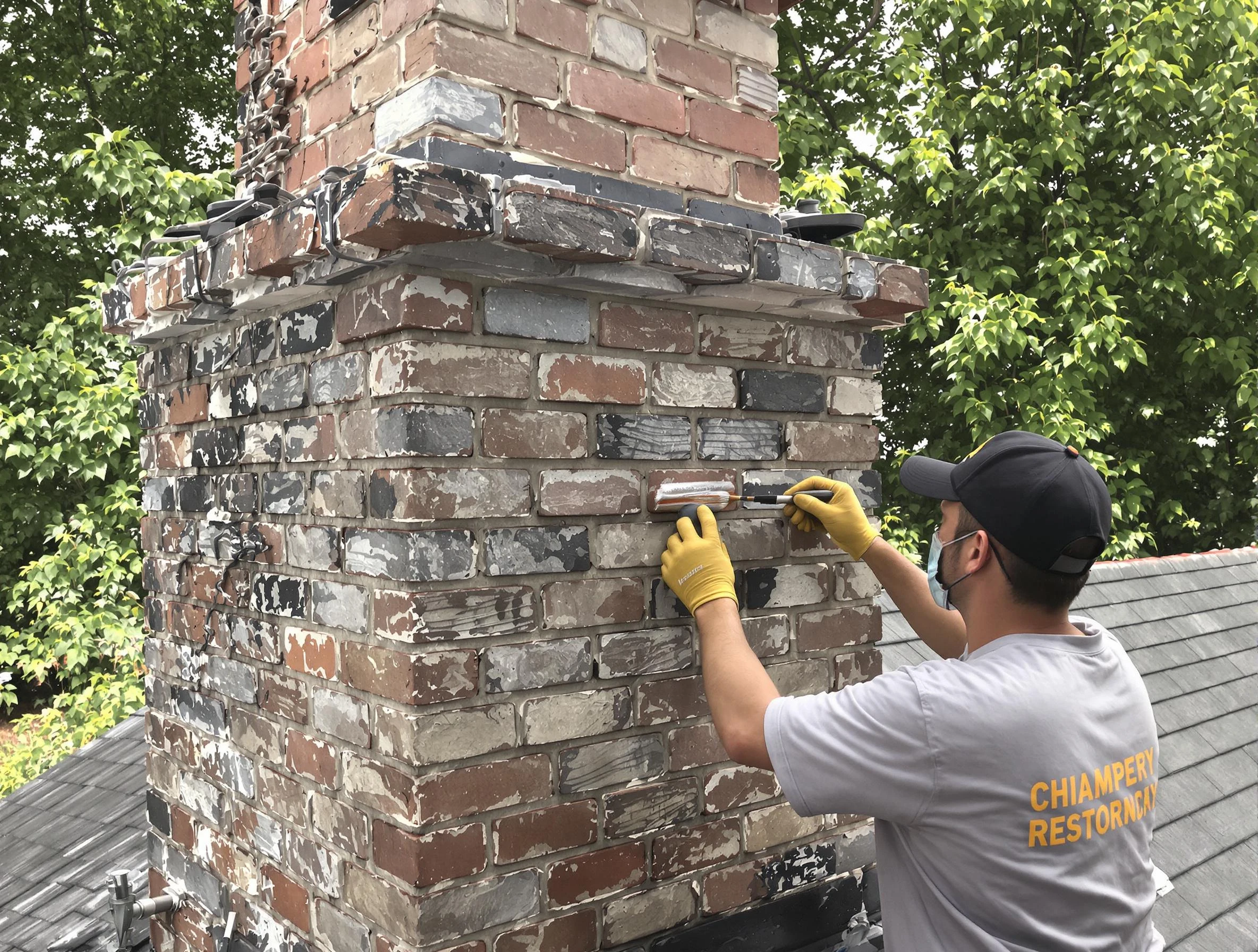 In-progress chimney restoration by Pinson Chimney Sweep in Pinson, AL